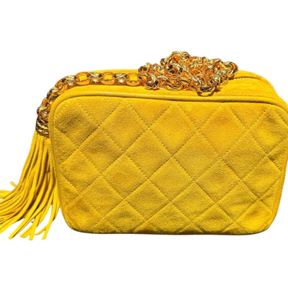 Chanel Yellow Suede Tassel Camera Bag