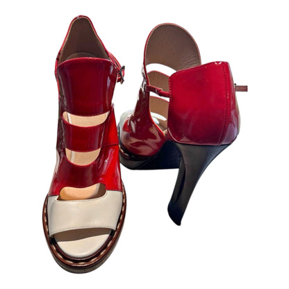 Authentic Fendi Red Patent Leather Cutout Heels