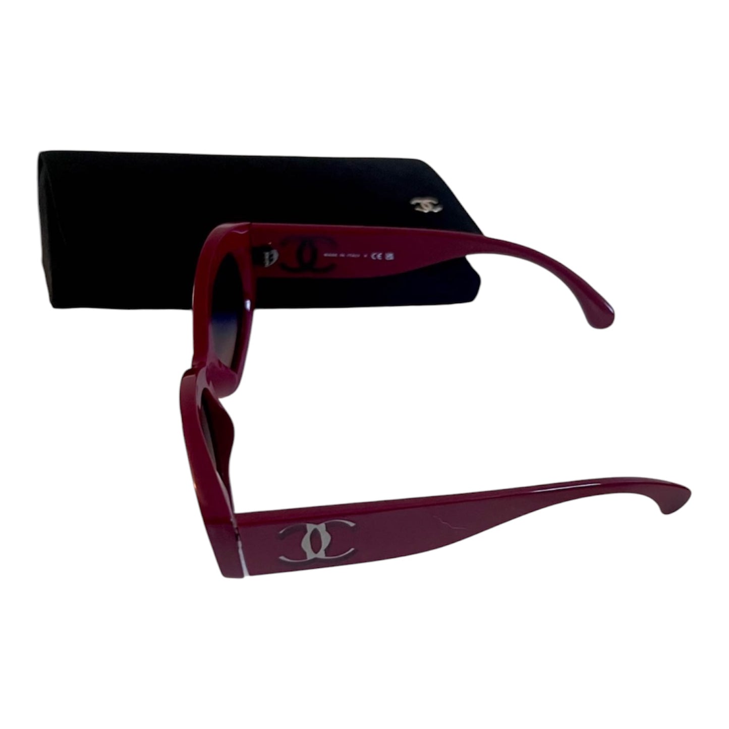 Chanel Red Oval Sunglasses