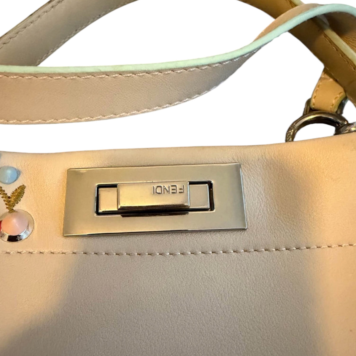 Fendi Peekaboo Floral Embellished Leather Bag