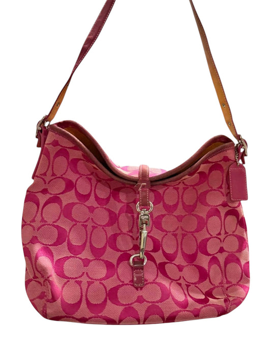 Coach Pink Jacquard Hampton Hobo Bag
