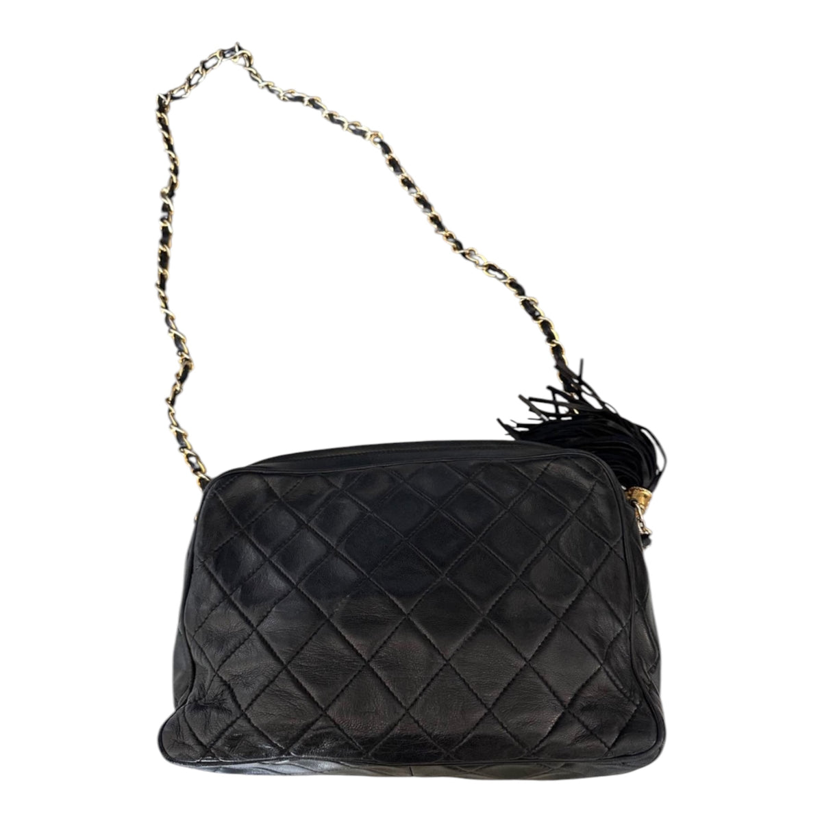 Chanel Black Quilted Tassel Shoulder Bag