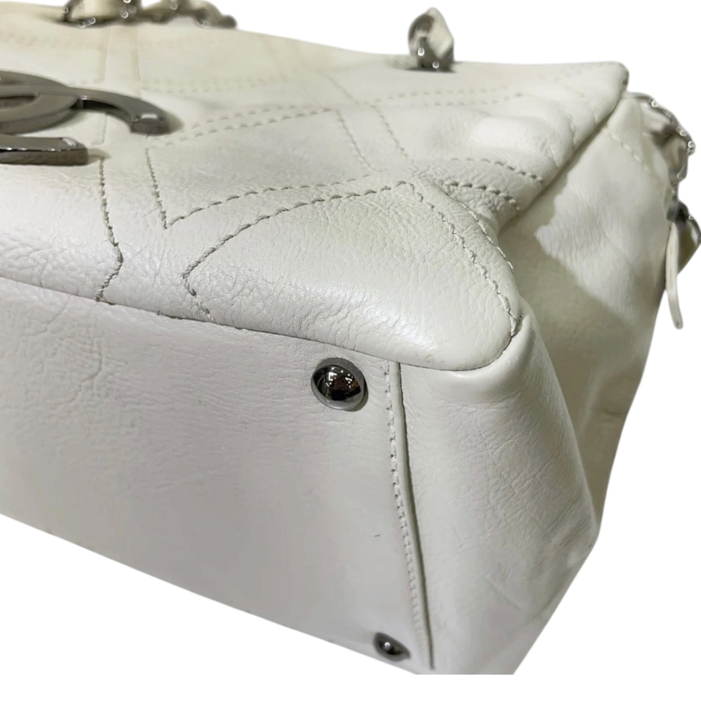 CHANEL Diamond Stitch Tote Bag | White Caviar Leather