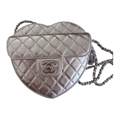 Chanel Metallic Quilted Heart Bag