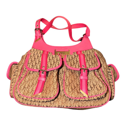 Christian Dior Vintage Trotter Street Chic Double Pocket Shoulder Bag – Pink