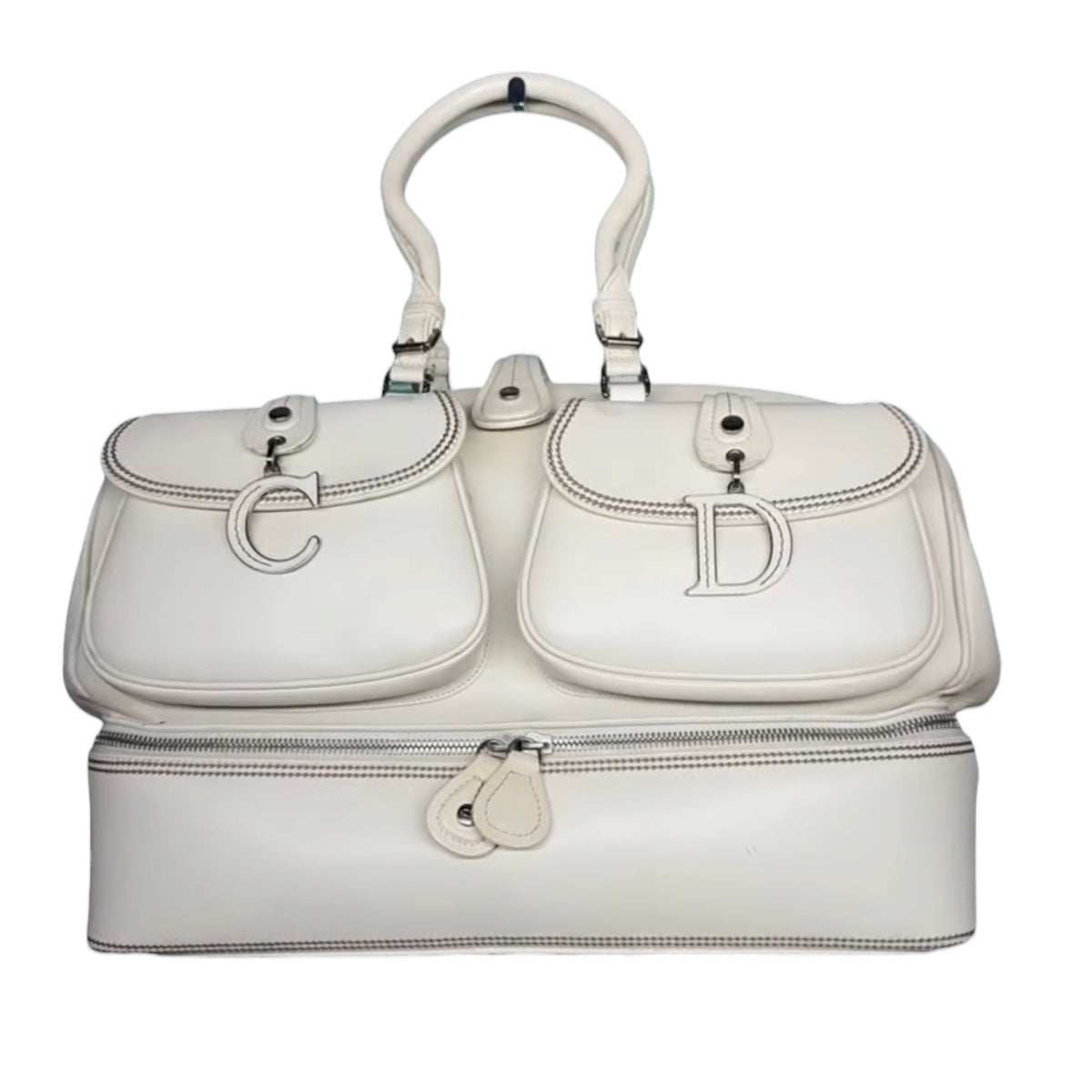 Dior White Leather Large Detective Bag