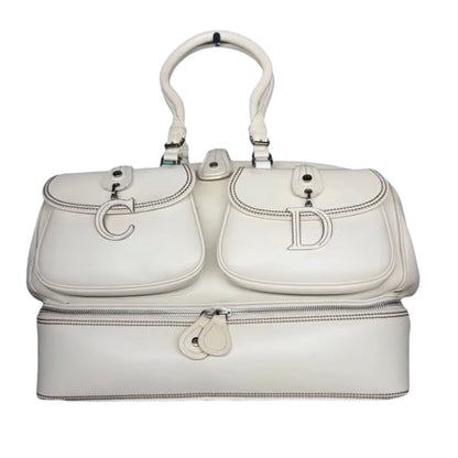Dior White Leather Large Detective Bag