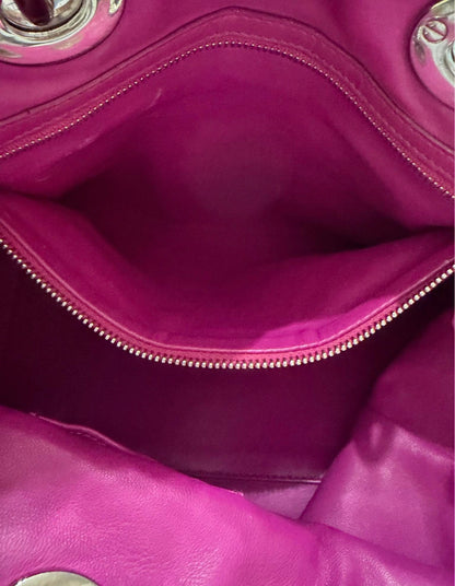 Rare Christian Dior Woven Lady Dior Tote in Fuchsia Pink