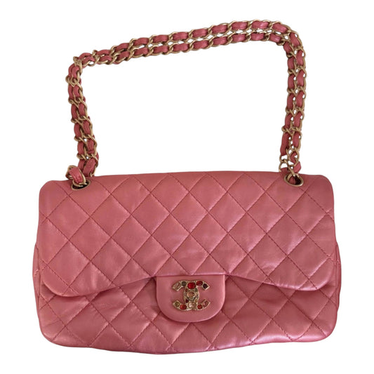 Chanel Precious Jewel Flap Bag Pink Lambskin Leather