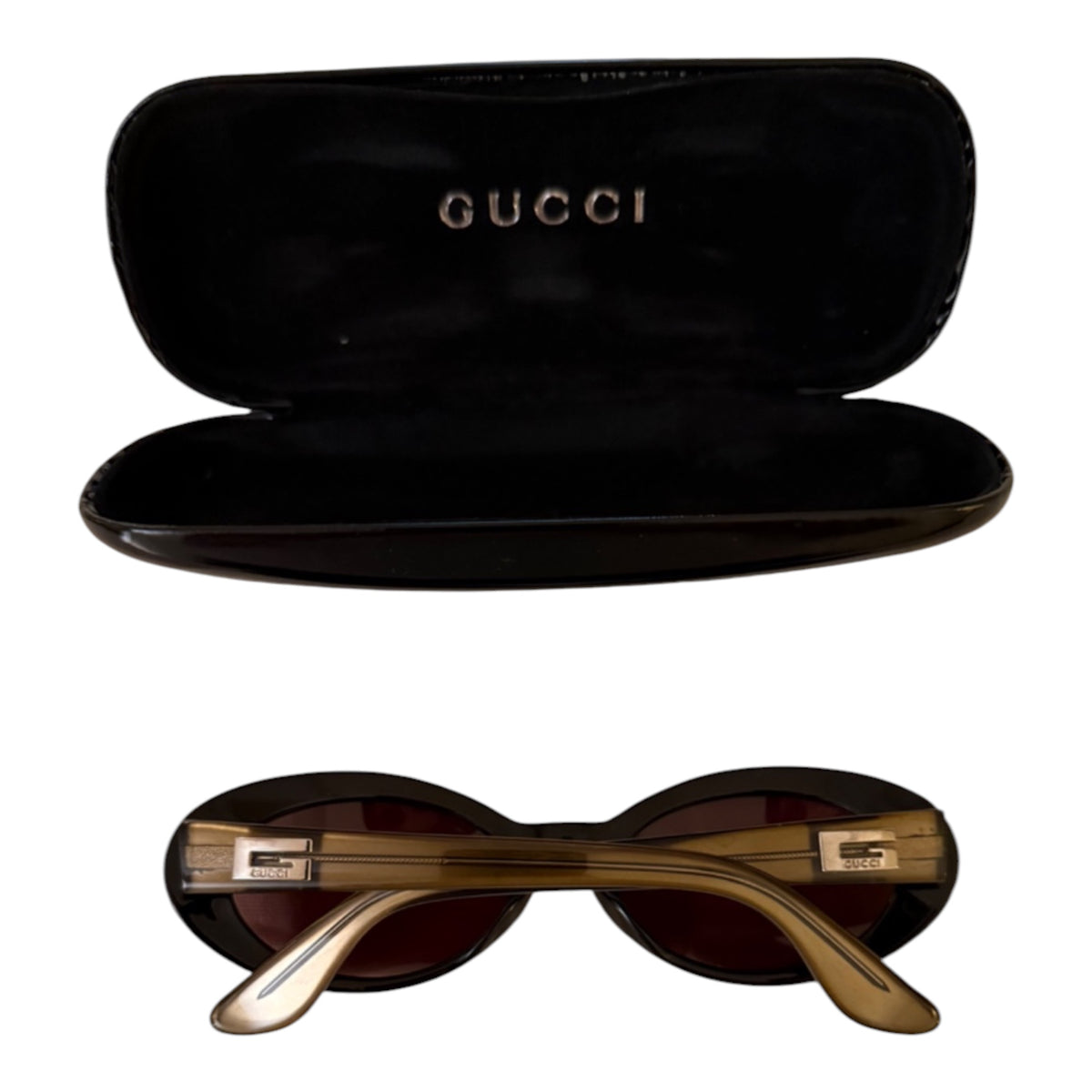 Gucci Y2K Oval Brown Sunglasses with Original Case
