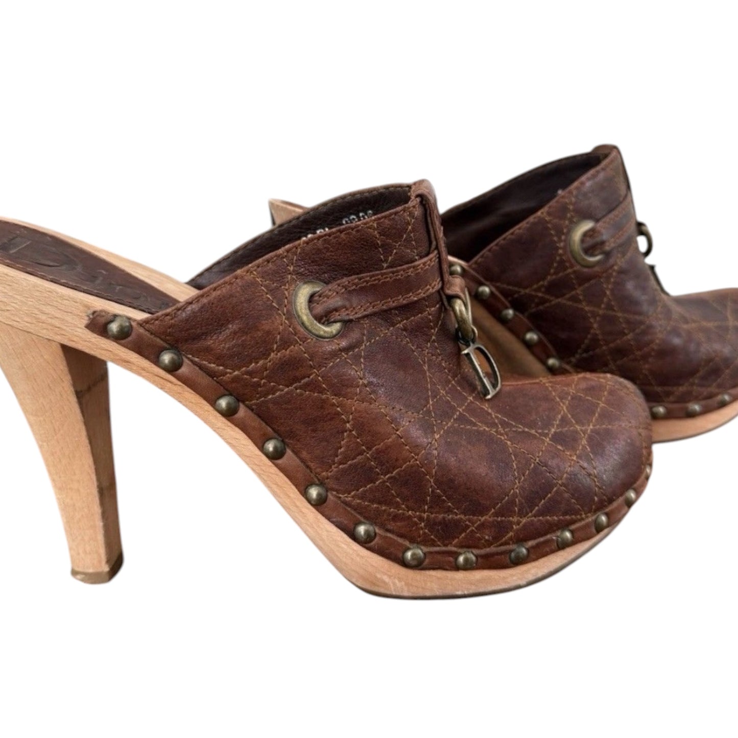 Christian Dior Quilted Leather Clog Mules with D Charm