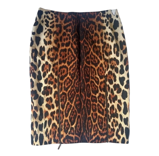 Christian Dior Leopard Print Silk/Wool Skirt