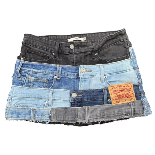 Denim Dolls One-of-One Patchwork Waist Reworked Levi’s Skirt