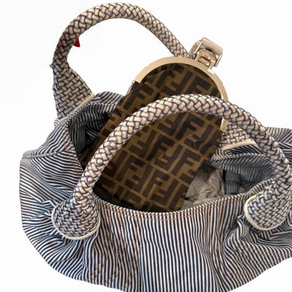 Rare Fendi Spy Denim Stripe Handbag