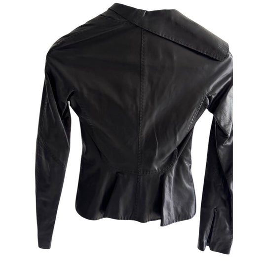 Gianni Versace 1990s Sculpted Black Leather Blazer