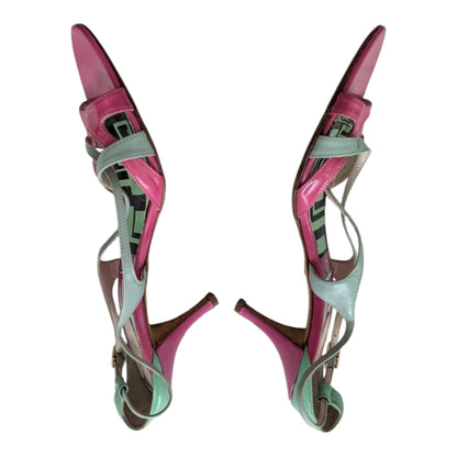 Emilio Pucci Fuchsia & Mint Strappy Heels
