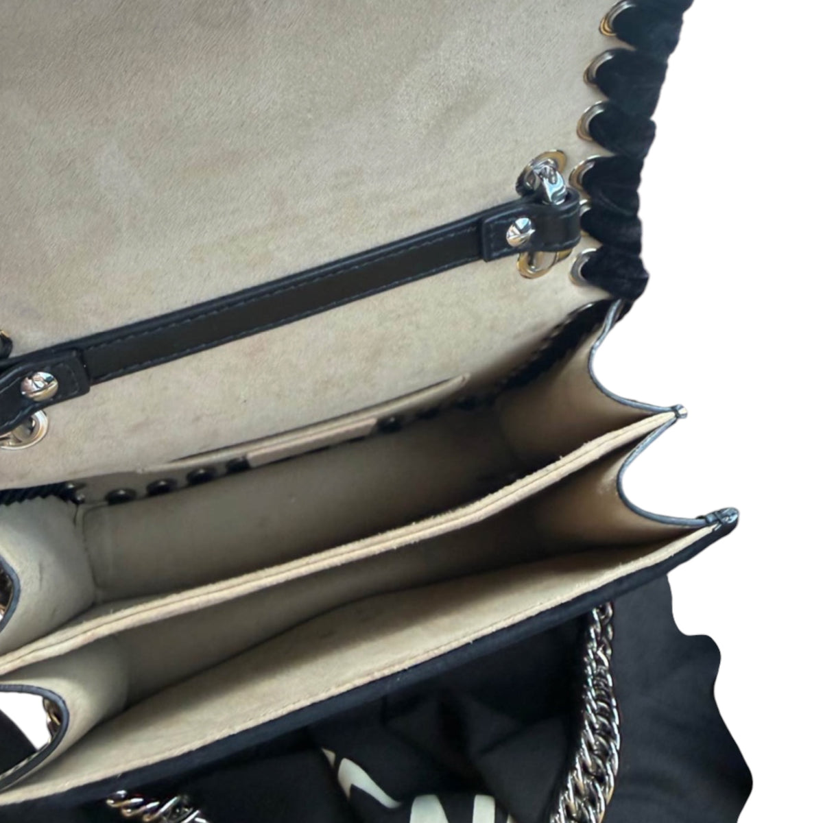 Fendi Black Velvet Crystal Logo Small Kan I Bag