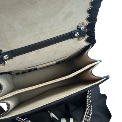 Fendi Black Velvet Crystal Logo Small Kan I Bag