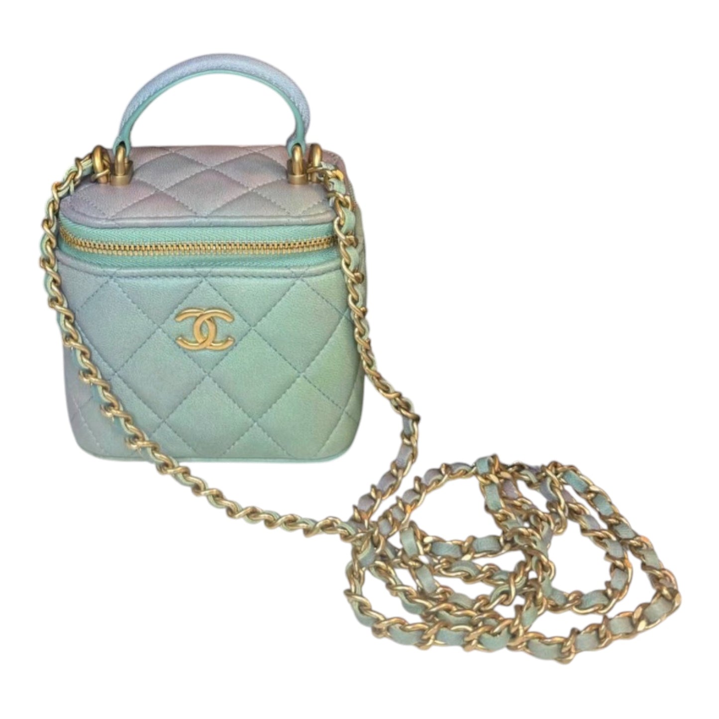 Rare CHANEL Iridescent Mini Vanity Case | Gold Hardware