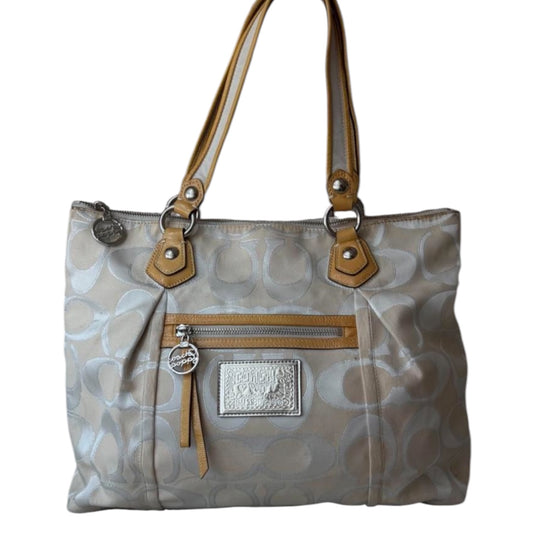 Coach Poppy Signature Large Metallic Tote Bag