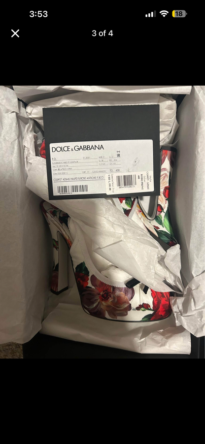 Dolce & Gabbana Floral Peep-Toe Platform Slingbacks
