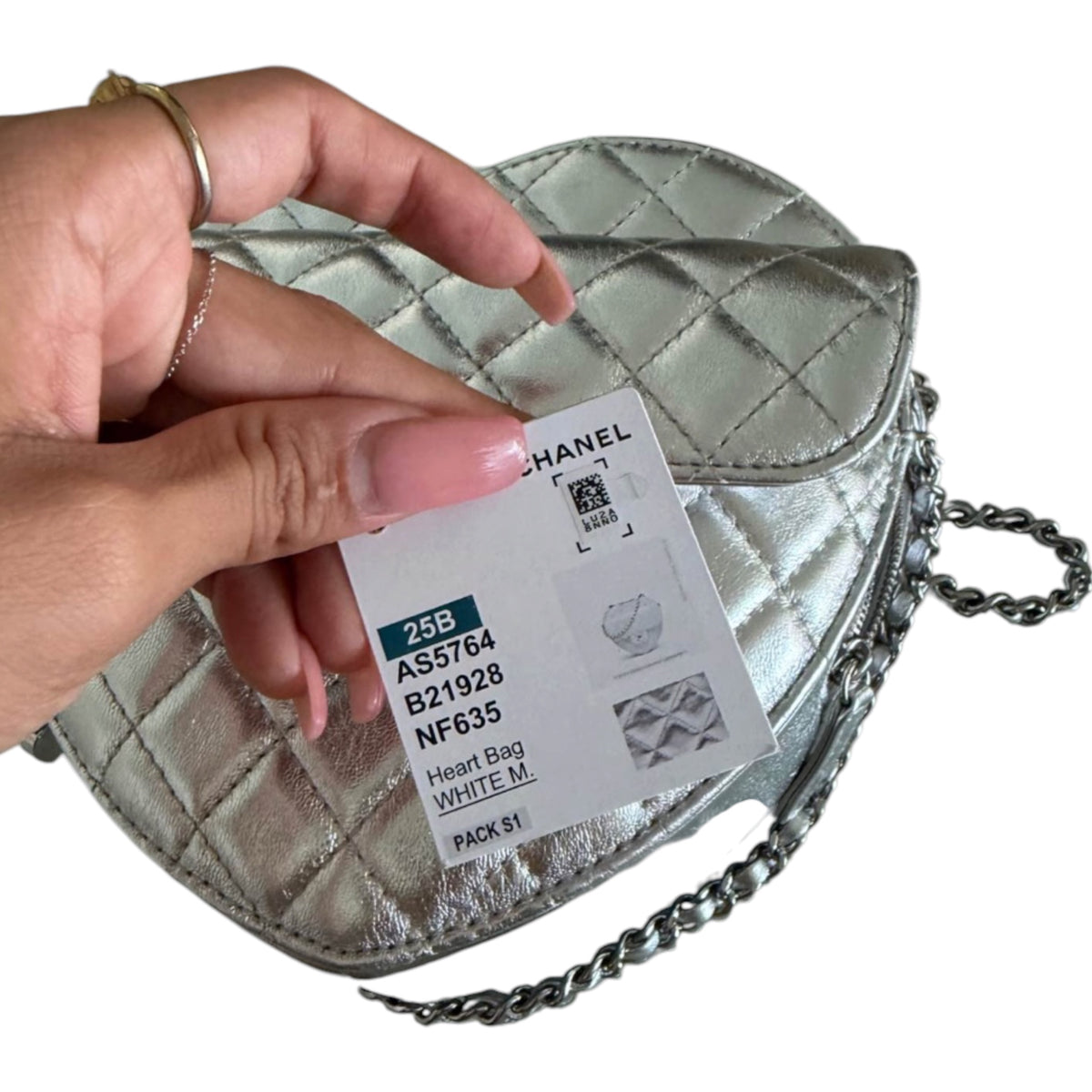 Chanel Metallic Quilted Heart Bag