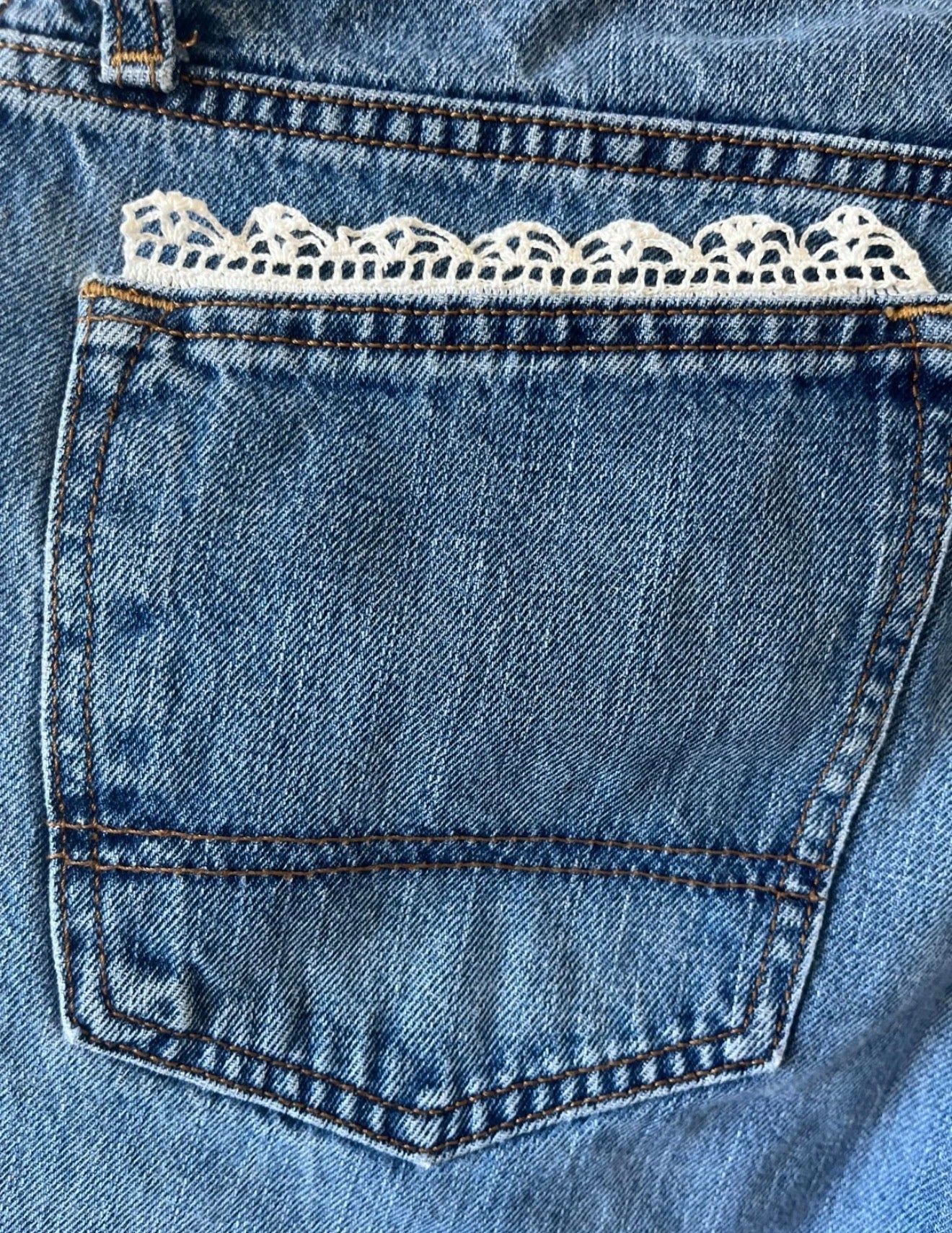 Denim Dolls One-of-One Lace Trim Vintage Denim Jeans