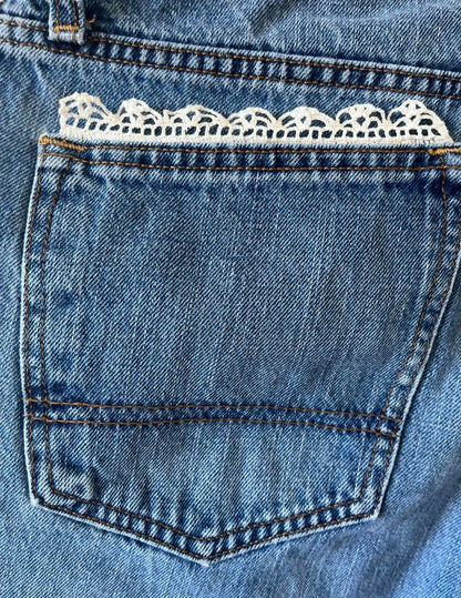 Denim Dolls One-of-One Lace Trim Vintage Denim Jeans