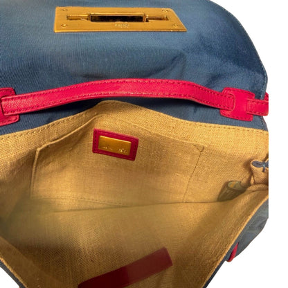 Fendi Blue Canvas Baguette Shoulder Bag
