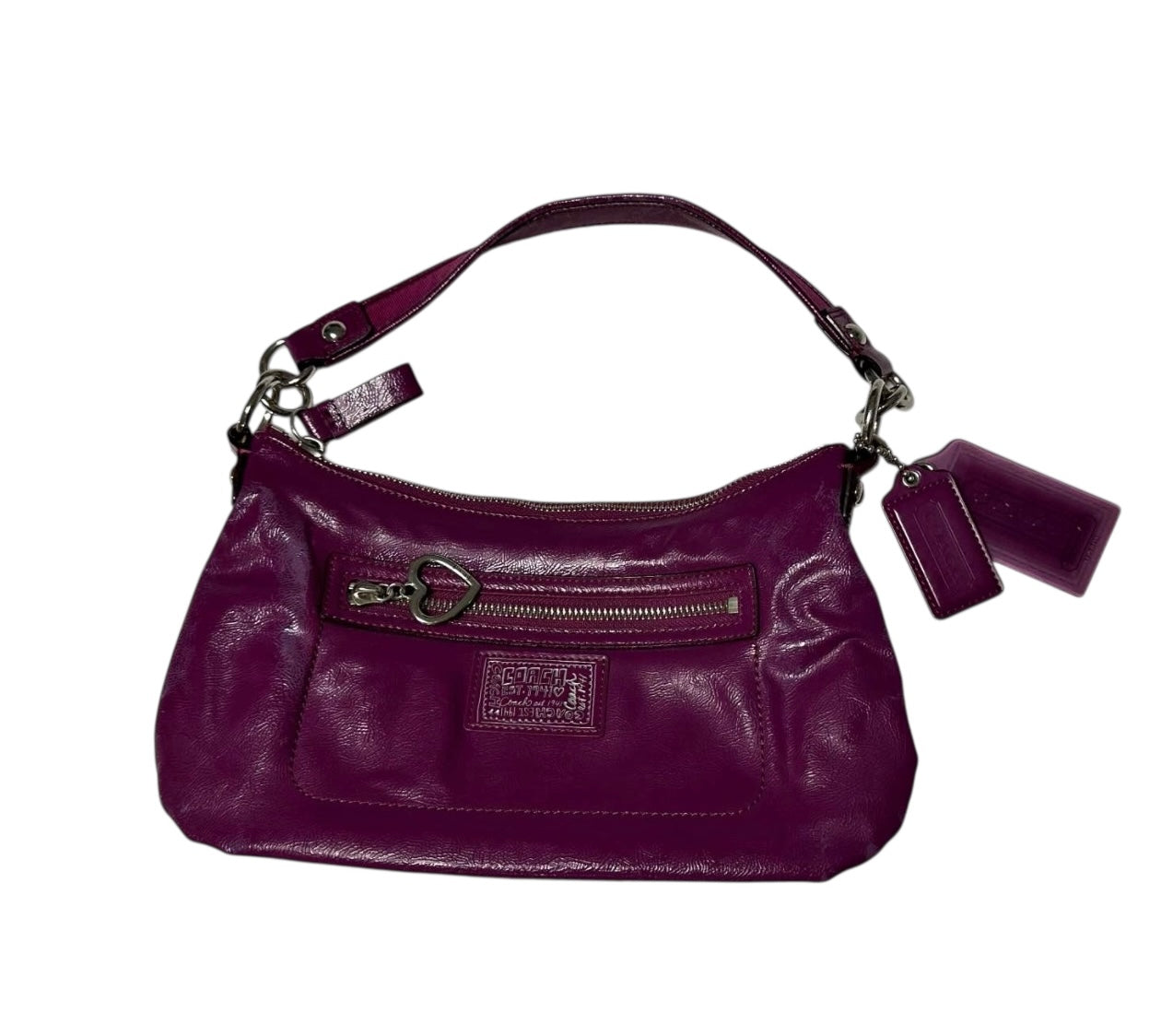 Coach Leather Shoulder Bag w/ Heart Charm
