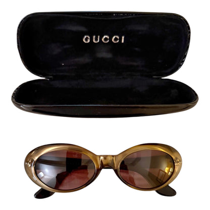Gucci Y2K Oval Brown Sunglasses with Original Case