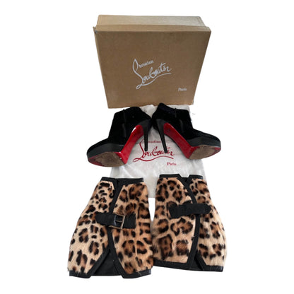 Christian Louboutin Leopard Pony Hair Platform Stiletto Ankle Boots