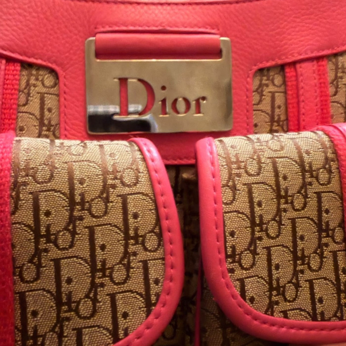 Christian Dior Vintage Trotter Street Chic Double Pocket Shoulder Bag – Pink
