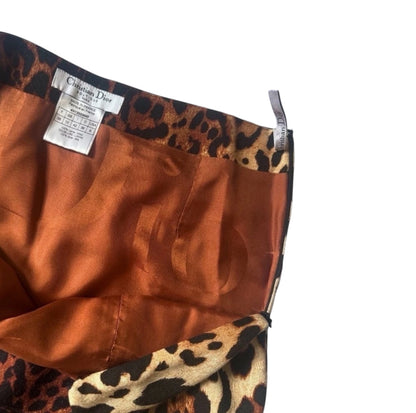 Christian Dior Leopard Print Silk/Wool Skirt