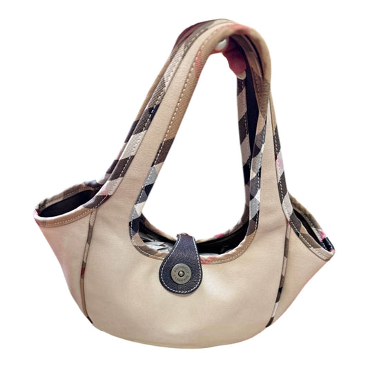 Vintage Burberry Nova Check Canvas Leather Tote Bag