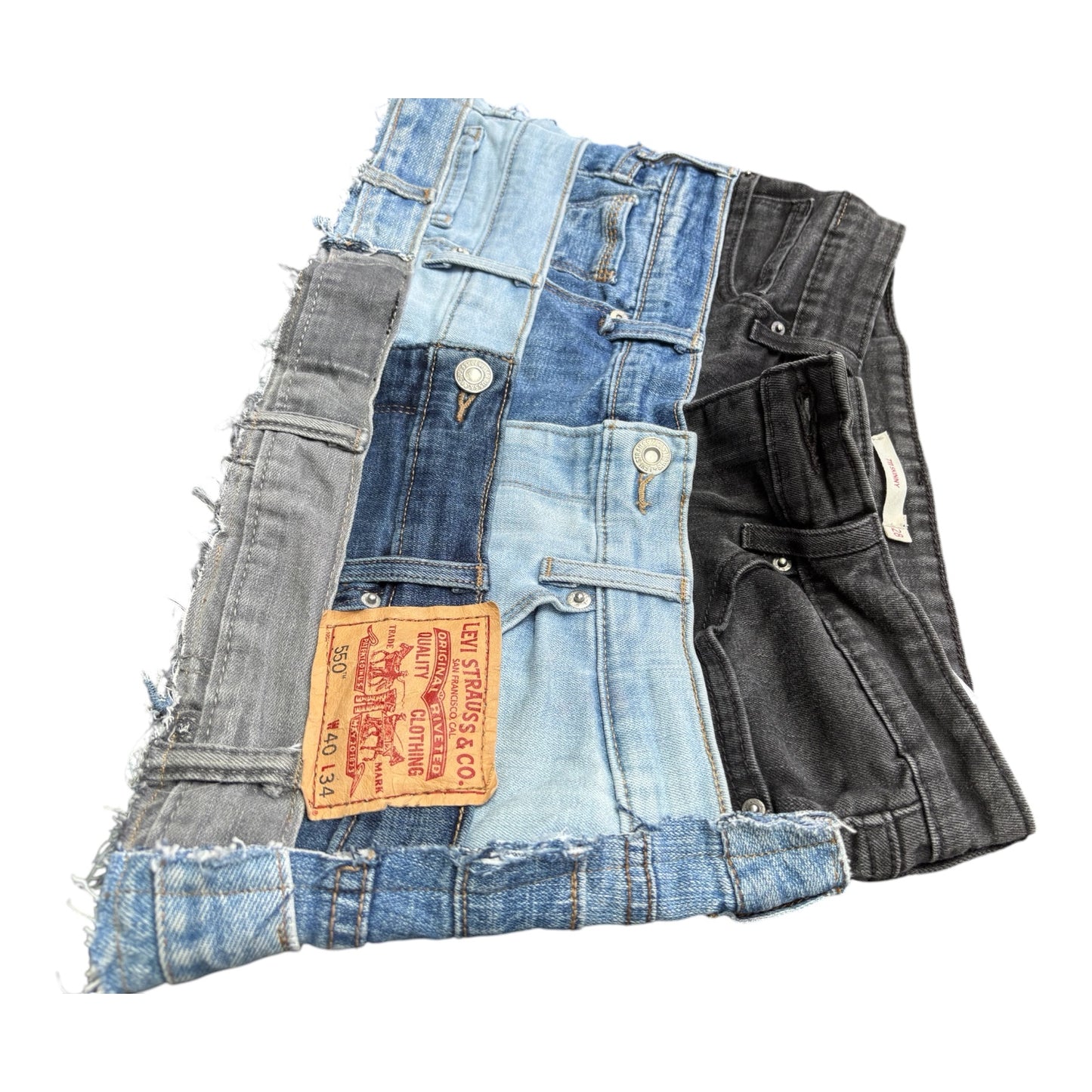 Denim Dolls One-of-One Patchwork Waist Reworked Levi’s Skirt