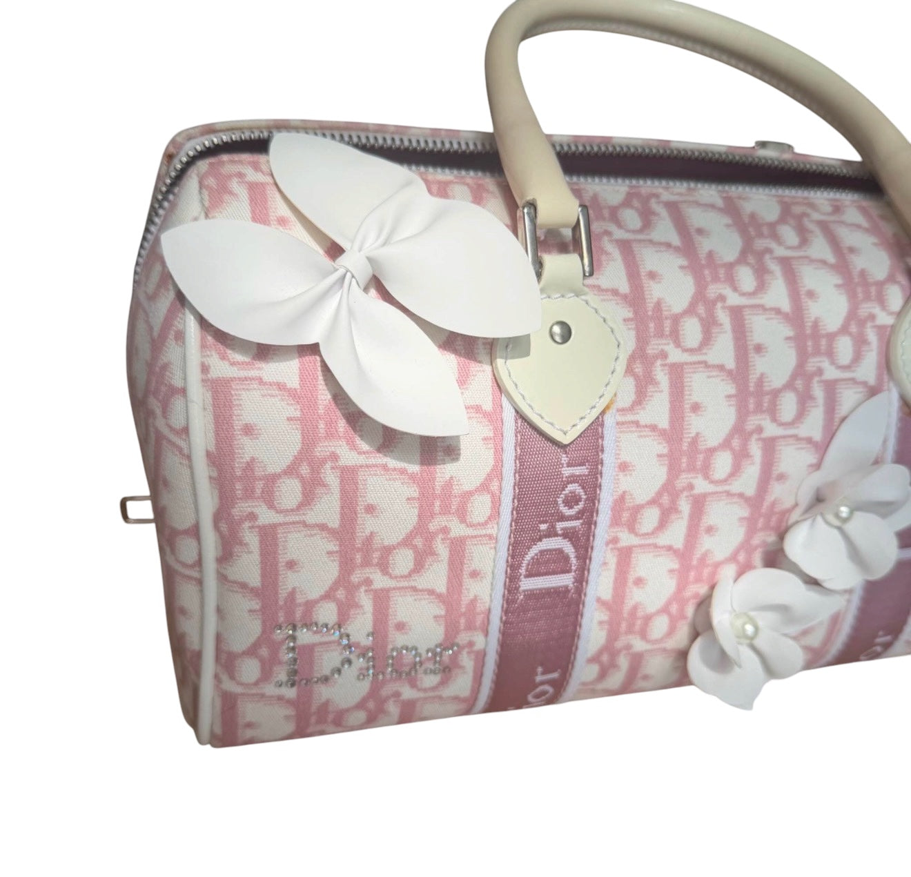 Dior Girly Trotter Boston Bag (Pink Floral Appliqué)