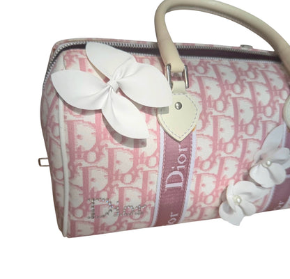 Dior Girly Trotter Boston Bag (Pink Floral Appliqué)