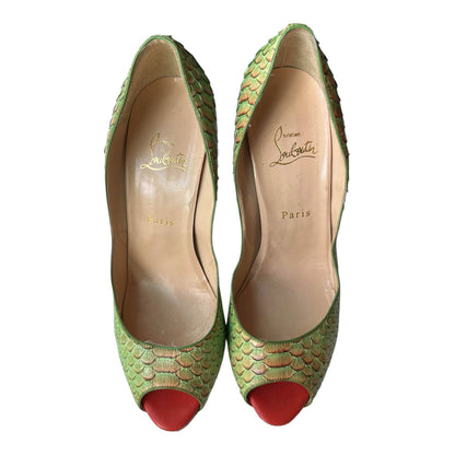 Christian Louboutin Lady Peep Python Pumps | Menthe Green