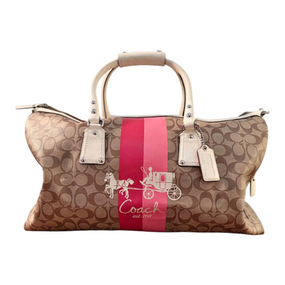 Coach Signature Stripe Monogram Travel Duffle Bag
