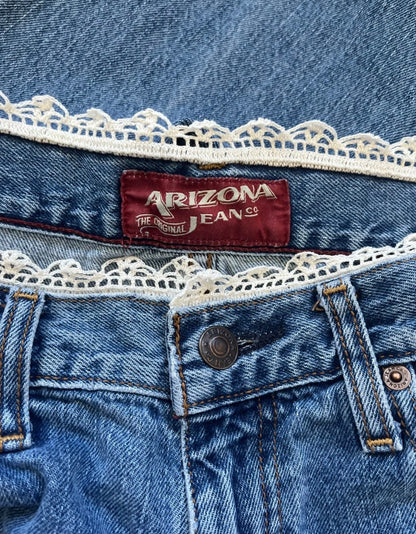 Denim Dolls One-of-One Lace Trim Vintage Denim Jeans