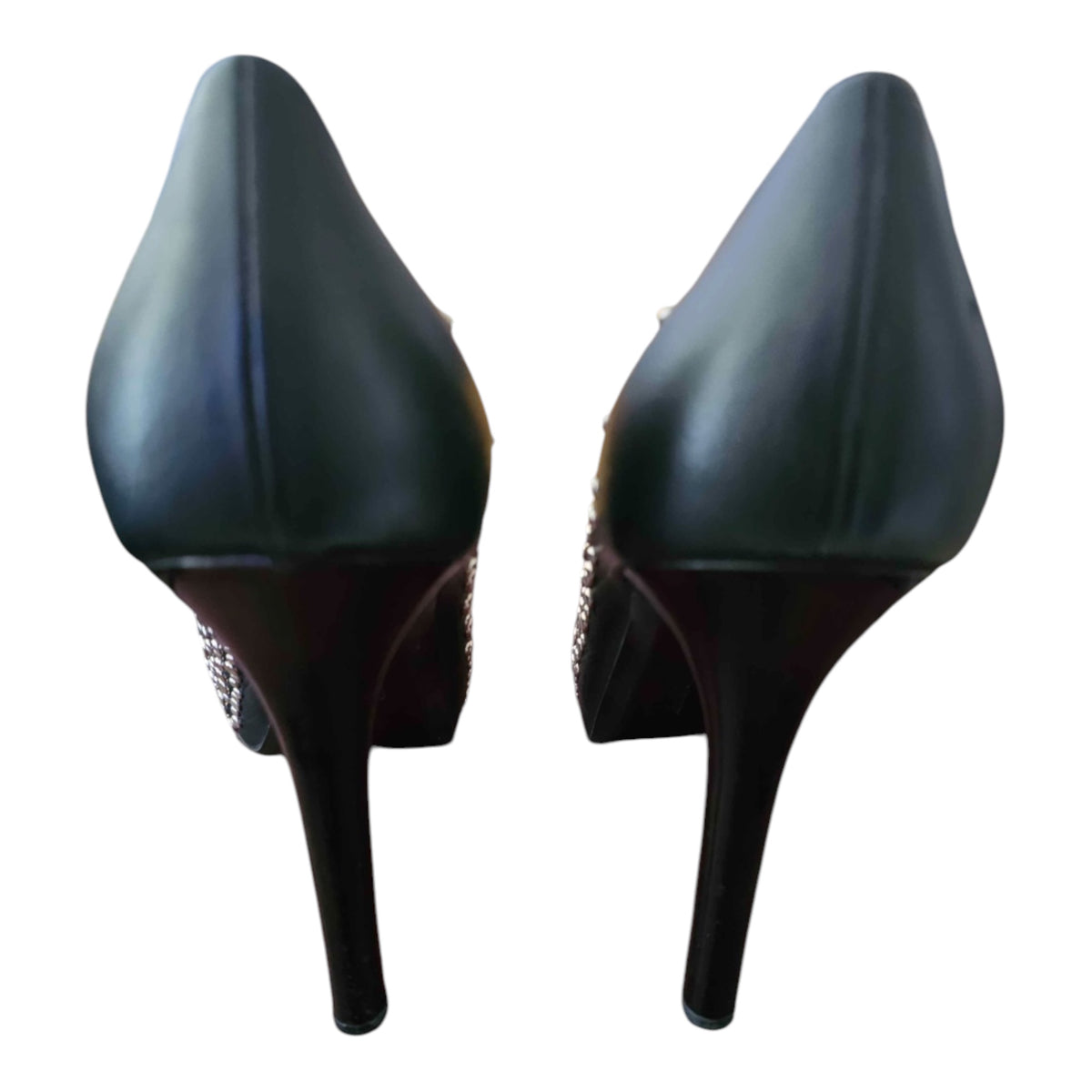Salvatore Ferragamo Black Studded Vara Bow Pumps