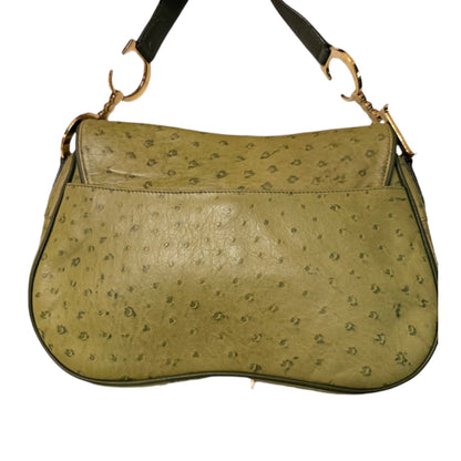 Dior Olive Green Ostrich Saddle Bag