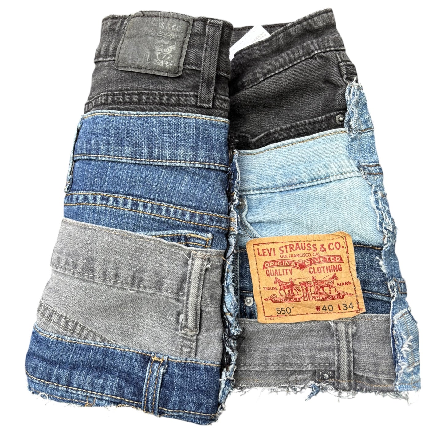 Denim Dolls One-of-One Patchwork Waist Reworked Levi’s Skirt