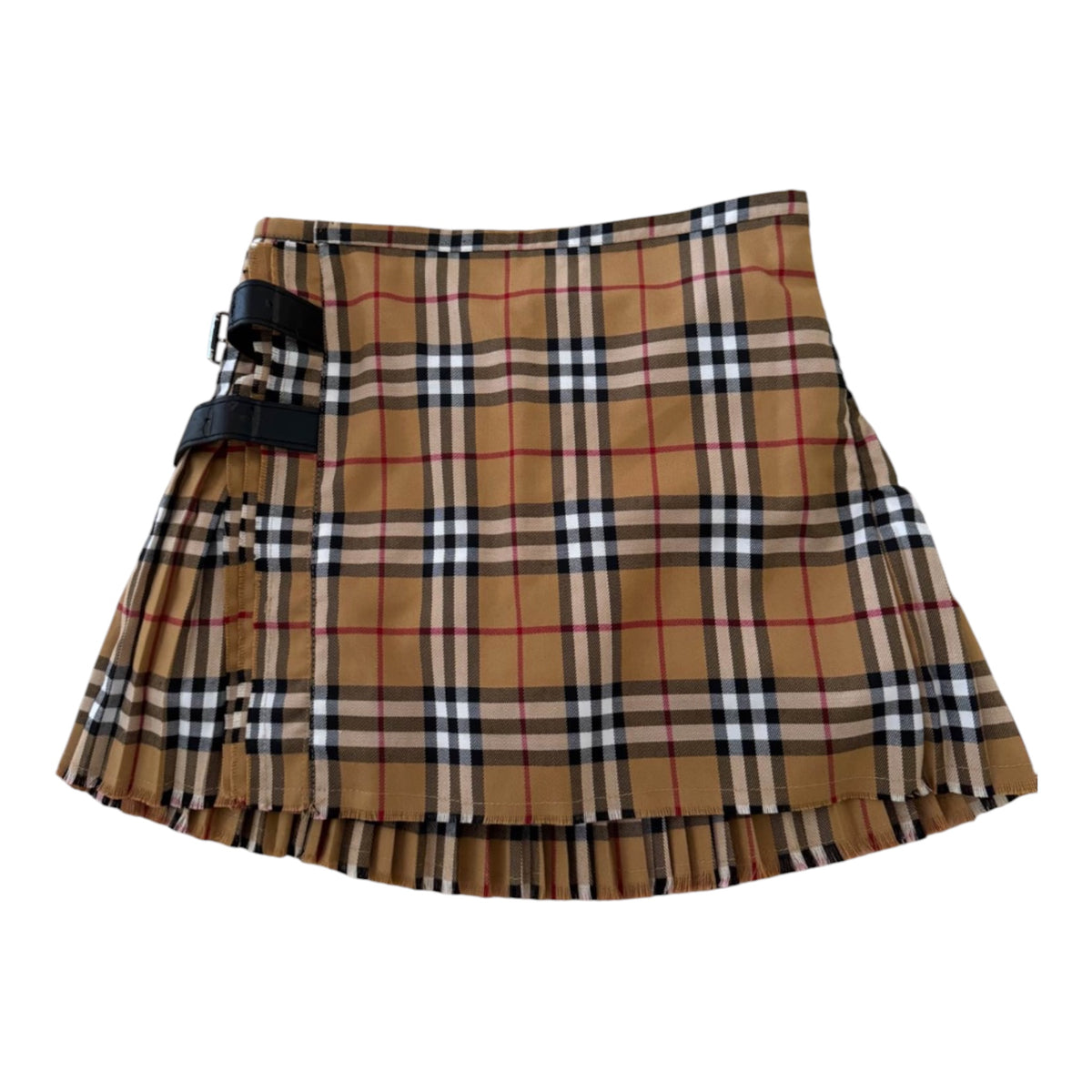 Burberry Nova Check Buckle Pleated Mini Skirt