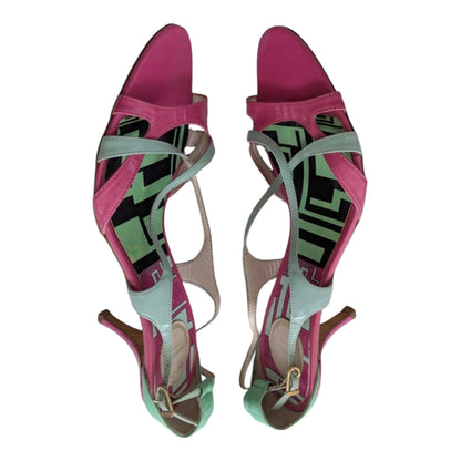 Emilio Pucci Fuchsia & Mint Strappy Heels