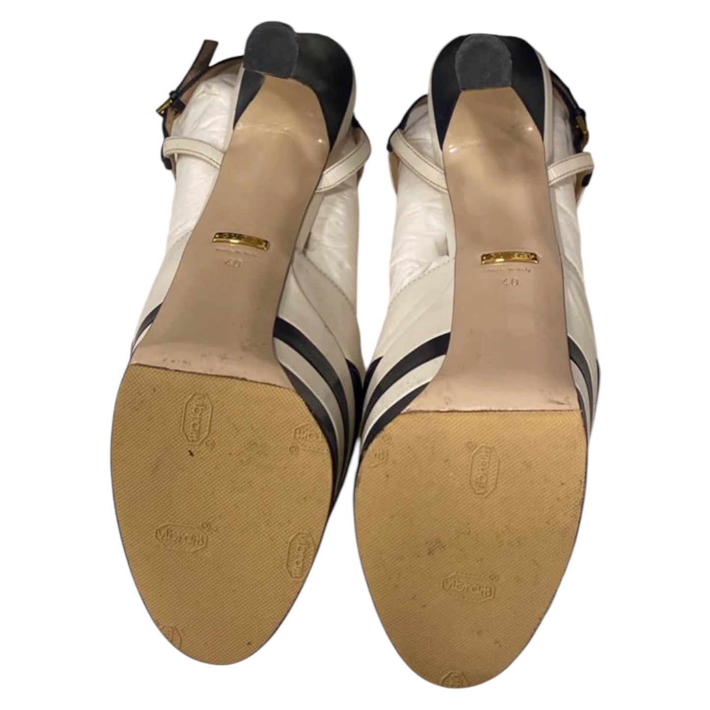 Gucci Charlotte Nappa Platform Slingback Heels – White & Navy Tiger Head