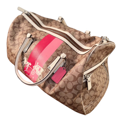 Coach Signature Stripe Monogram Travel Duffle Bag