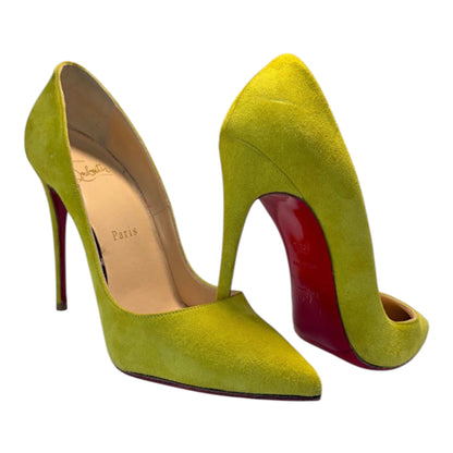 Christian Louboutin Daffodile 160 Chartreuse Suede Platform Pumps