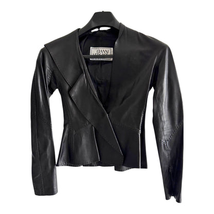 Gianni Versace 1990s Sculpted Black Leather Blazer